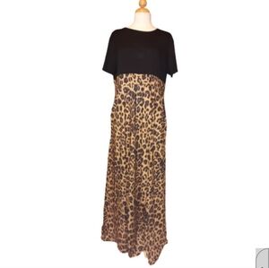 Crazy Train XL Leopard Print & Black Maxi Dress Free Shipping